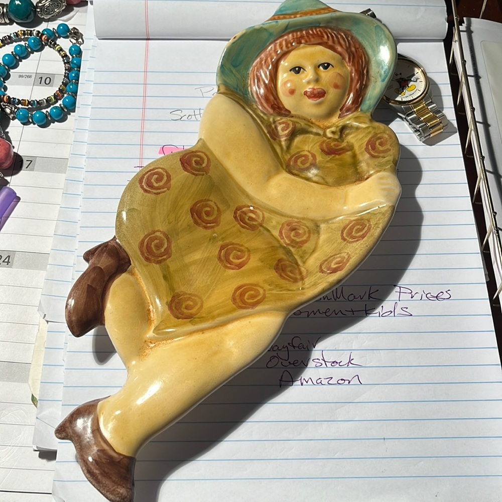 Gorgeous Italian hand-painted spoon spatula holder